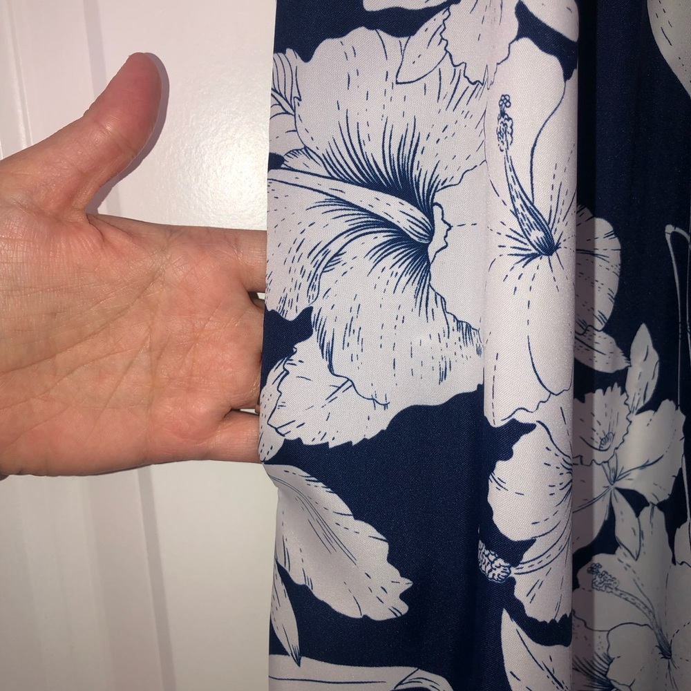 Vintage Hawaiian Muʻumuʻu Dress | Fashions by Loke | Blue & White Floral - Picture 3 of 6